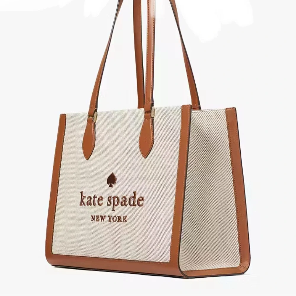 Kate Spade Ellie Large Tote Bag ~ Canvas & Leather Logo Satchel Handbag Purse - Picture 6 of 8